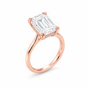 Genevieve Emerald Cut Hidden Halo Ring - Rose Gold