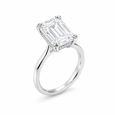 Genevieve Emerald Cut Hidden Halo Ring - White Gold