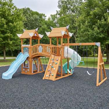 Frosted Kingdom Playhouse Swing Set with Slides