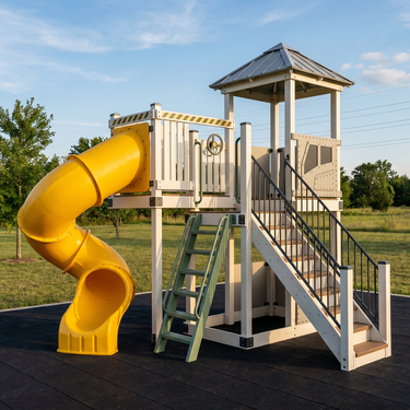 Adventure Tower Outdoor Playset with Tube Slide