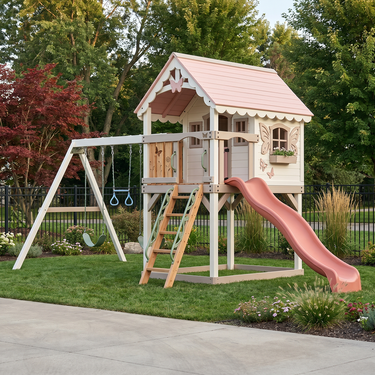 Butterfly Blossom Playhouse Swing Set With Slide