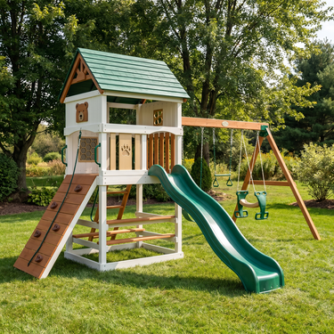 Honey Bear Treehouse Swing Set With Slide