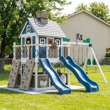 Pirate Dino Cove Outdoor Playset With Twin Slides