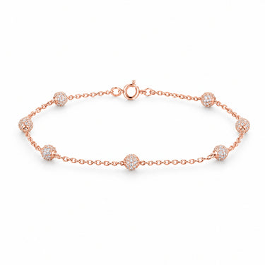 Ilaria Pave Bead Satellite Chain Bracelet - Rose Gold