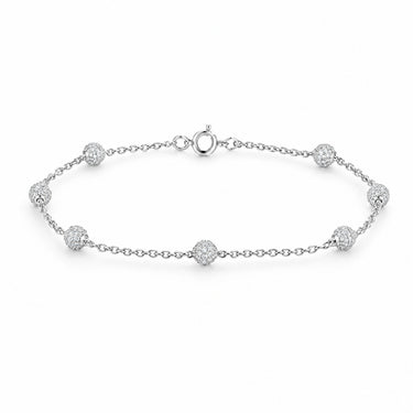 Ilaria Pave Bead Satellite Chain Bracelet - White Gold