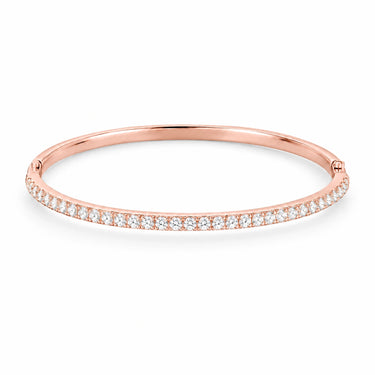 Ines Pave Hinged Oval Bangle Bracelet - Rose Gold