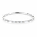 Ines Pave Hinged Oval Bangle Bracelet - White Gold