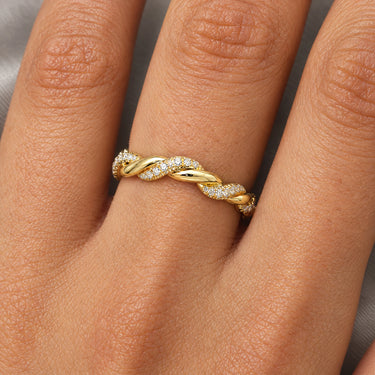 Isolde Braided Pave Twist Ring