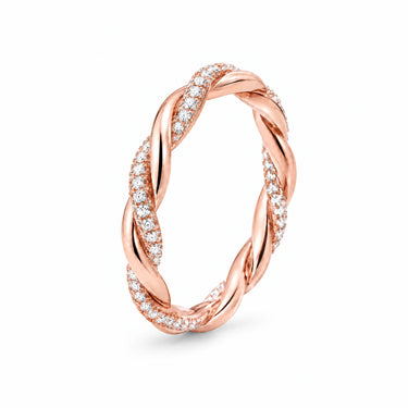 Isolde Braided Pave Twist Ring - Rose Gold