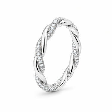 Isolde Braided Pave Twist Ring - White Gold