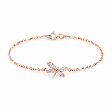 Juno Pave Dragonfly Chain Bracelet - Rose Gold