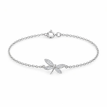 Juno Pave Dragonfly Chain Bracelet - White Gold
