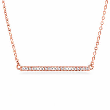 Linea Pave Bar Necklace - Rose Gold