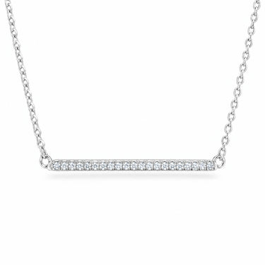 Linea Pave Bar Necklace - White Gold