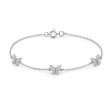 Liora Butterfly Station Chain Bracelet - White Gold