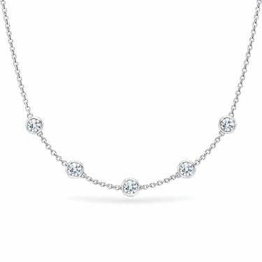 Lumina Bezel Station Necklace - White Gold