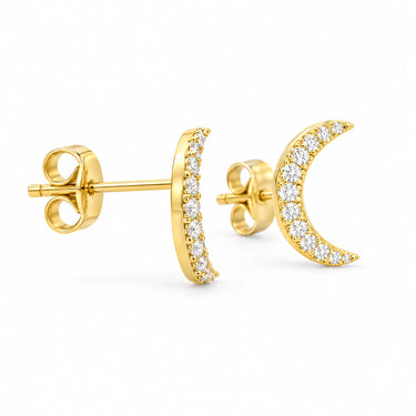 Luna Pave Crescent Moon Stud Earrings