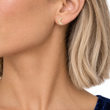 Luna Pave Crescent Moon Stud Earrings