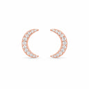 Luna Pave Crescent Moon Stud Earrings - Rose Gold