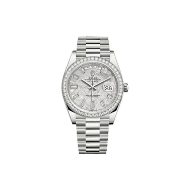 Luxury Automatic Day Date Watch With Meteorite Diamond Dial