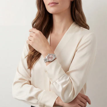 Luxury Automatic Ladies Watch With Diamond Bezel And Pink Dial