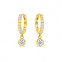 Lyra Pave Huggie Bezel Drop Earrings