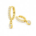 Lyra Pave Huggie Bezel Drop Earrings