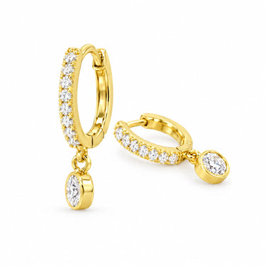 Lyra Pave Huggie Bezel Drop Earrings