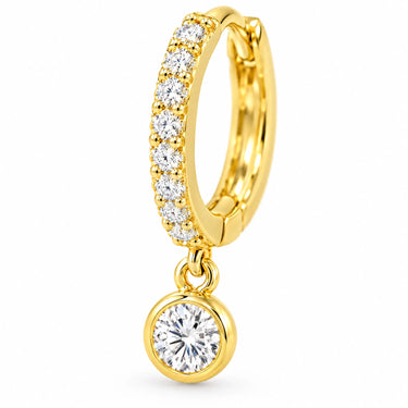 Lyra Pave Huggie Bezel Drop Earrings