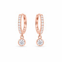 Lyra Pave Huggie Bezel Drop Earrings - Rose Gold