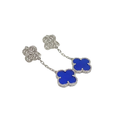 Magic Alhambra Blue Agate Earrings