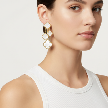 Magic Alhambra Mother Of Pearl Four Motifs Earrings