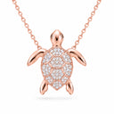 Marea Pave Sea Turtle Pendant Necklace - Rose Gold