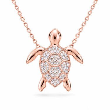 Marea Pave Sea Turtle Pendant Necklace - Rose Gold