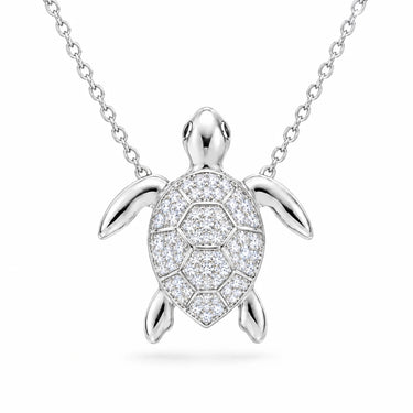 Marea Pave Sea Turtle Pendant Necklace - White Gold