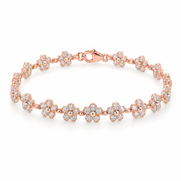 Margot Daisy Flower Link Bracelet - Rose Gold