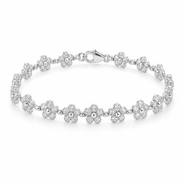Margot Daisy Flower Link Bracelet - White Gold
