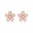 Margot Pave Daisy Stud Earrings - Rose Gold