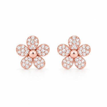 Margot Pave Daisy Stud Earrings - Rose Gold