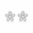 Margot Pave Daisy Stud Earrings - White Gold