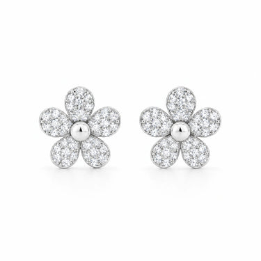 Margot Pave Daisy Stud Earrings - White Gold