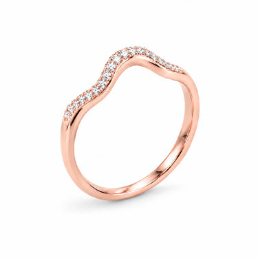Marina Pave Wave Band Ring - Rose Gold