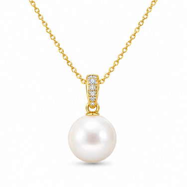 Marisol Pearl Drop Pave Bail Necklace
