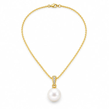 Marisol Pearl Drop Pave Bail Necklace
