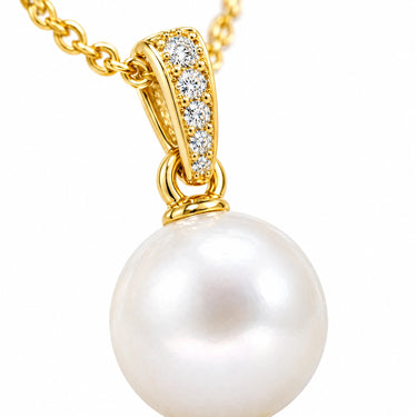 Marisol Pearl Drop Pave Bail Necklace