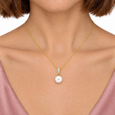 Marisol Pearl Drop Pave Bail Necklace
