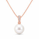 Marisol Pearl Drop Pave Bail Necklace - Rose Gold