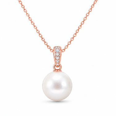 Marisol Pearl Drop Pave Bail Necklace - Rose Gold