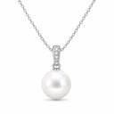 Marisol Pearl Drop Pave Bail Necklace - White Gold