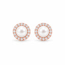 Marisol Pearl Halo Stud Earrings - Rose Gold